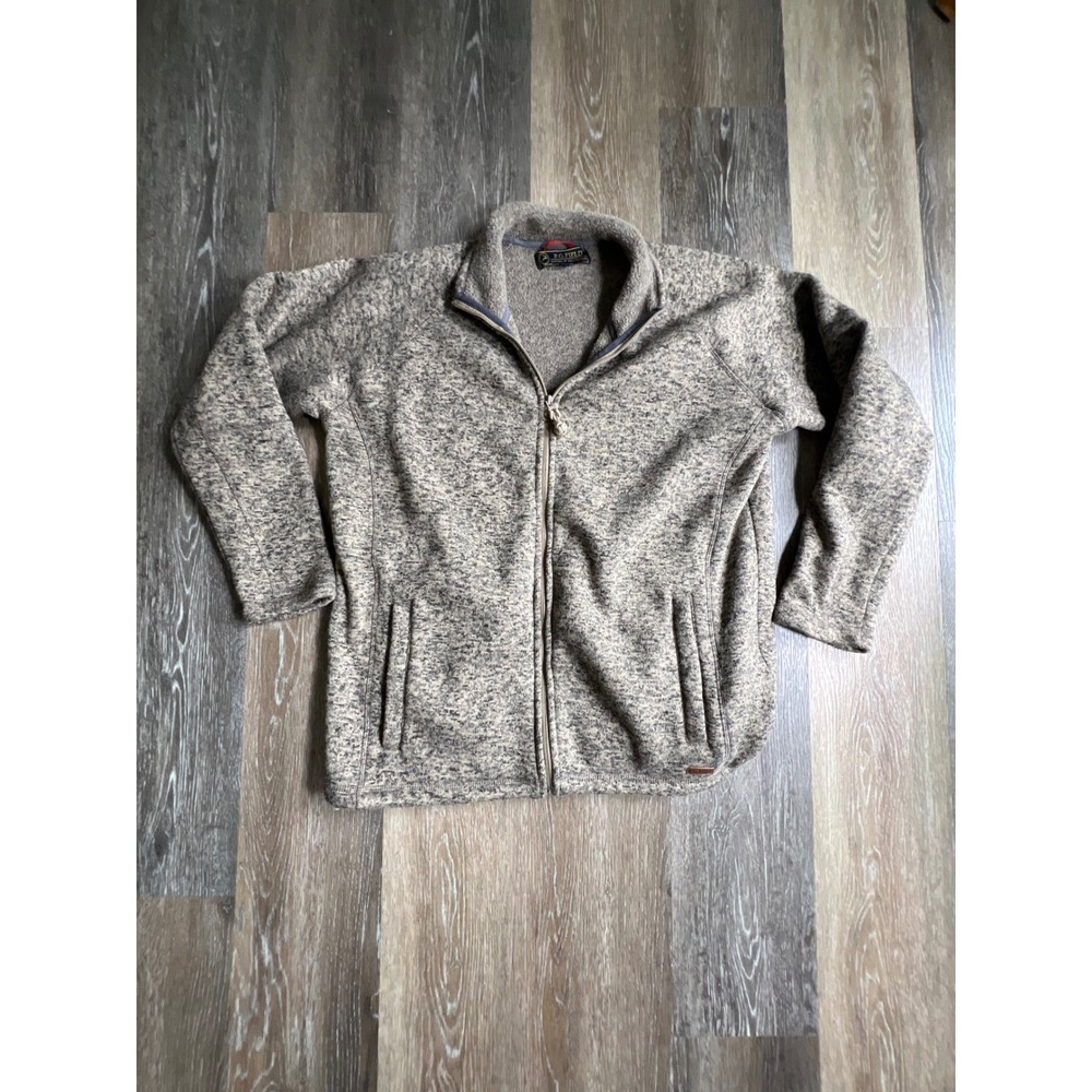 P.G. Field Fleece Jacket Women Size M Grey Excellent Full Zip Mock Neck Raglan
